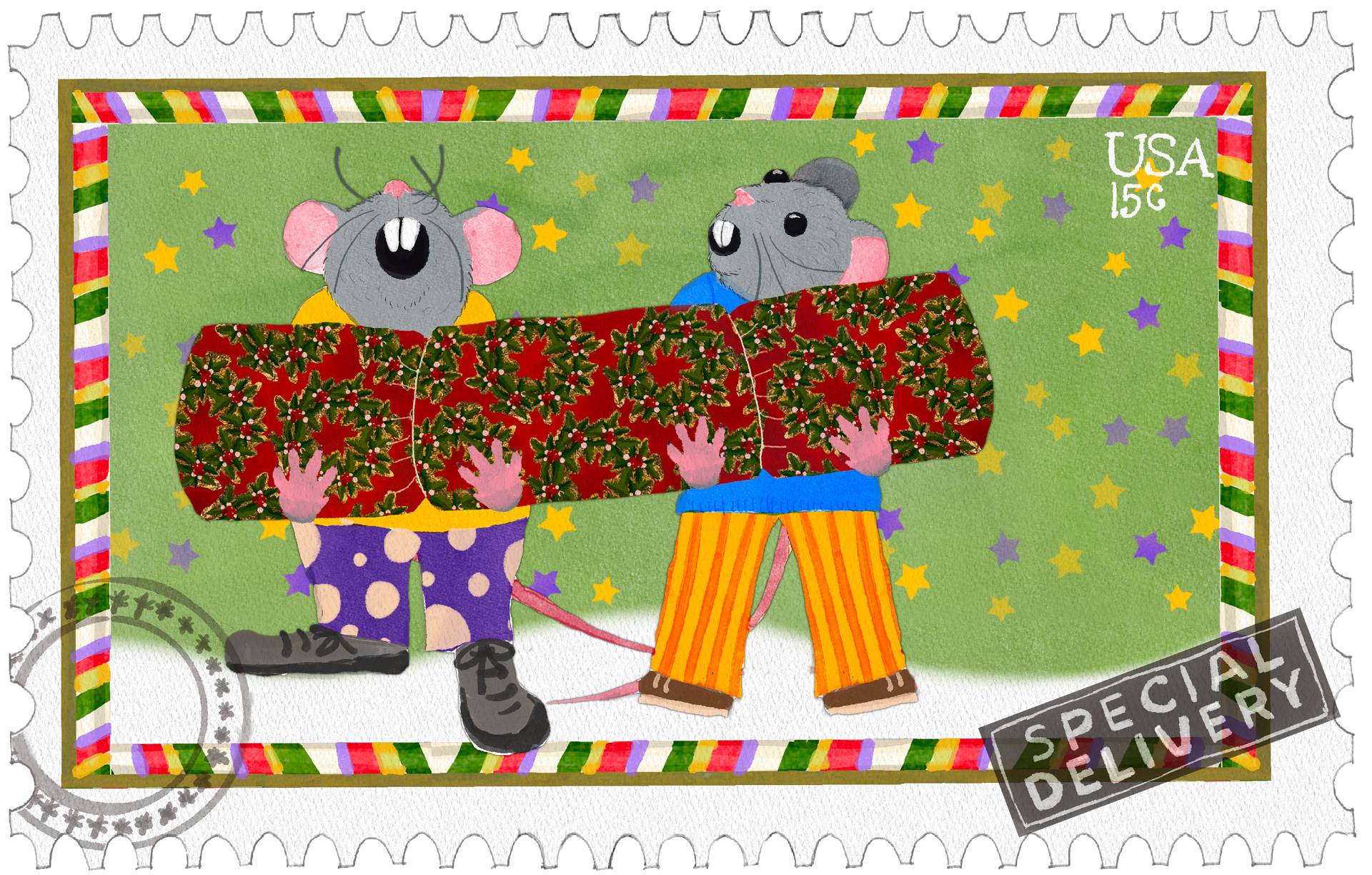 Ethne Dian Art - Special Delivery Mice